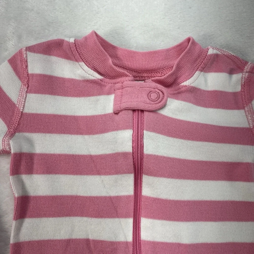 Hanna Andersson Organic Cotton Sleeper Baby Girl 12-18m Pink Striped Footless